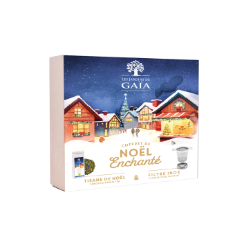 Organic Christmas Herbal Tea Gift Set with Stainless Steel Tea Strainer - Les Jardins de Gaïa