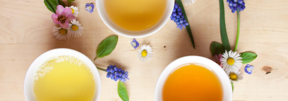 Herbal teas made from organic plants and fruits