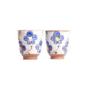 Blue Flower Patterns Ume Yunomi Tea Cups
